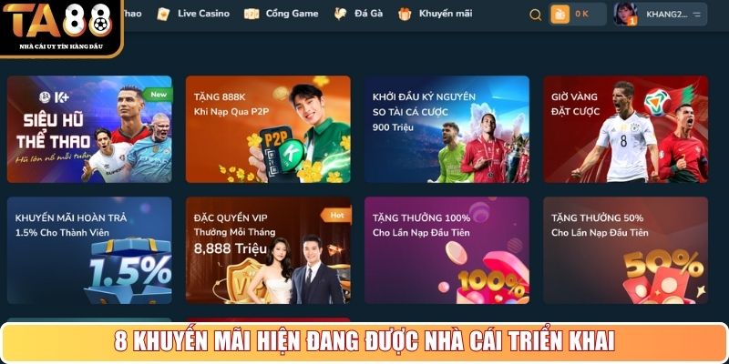 8 ưu đãi đang được áp dụng cho người chơi